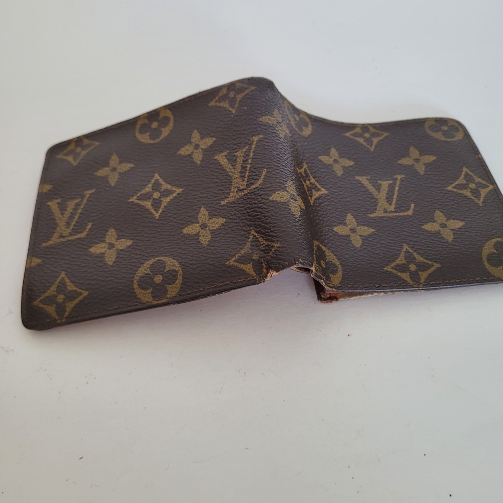 Louis Vuitton Monogram Bifold Wallet Brown Canvas Made in France Vintage - Picture 9 of 14